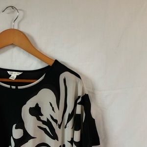 cato black and white floral blouse women’s size M